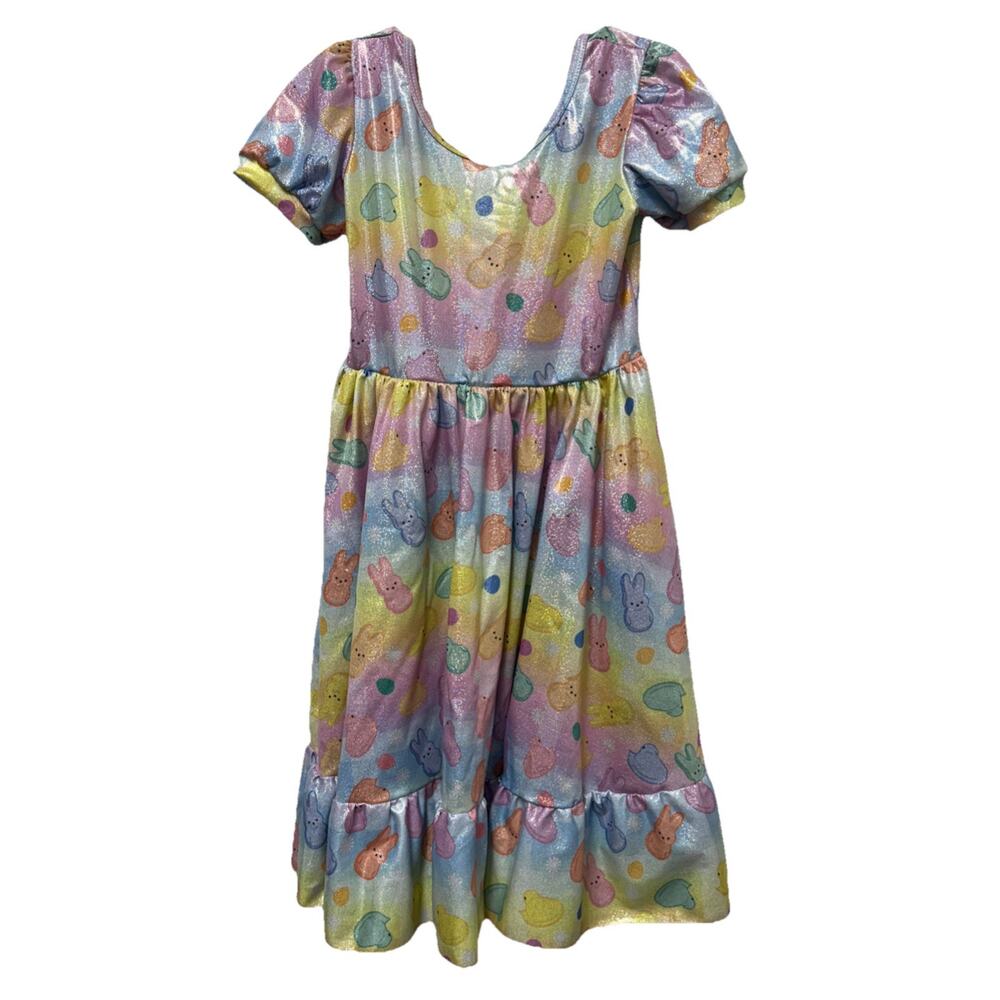 Bubbabeans Boutique Girls Dress Peeps Bunnies Eggs Easter Dress Size 7